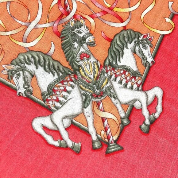 HERMES LUNA PARK amusement park Calle Jean 140 shawl Stole / Shawl Scarf - Picture 7 of 13